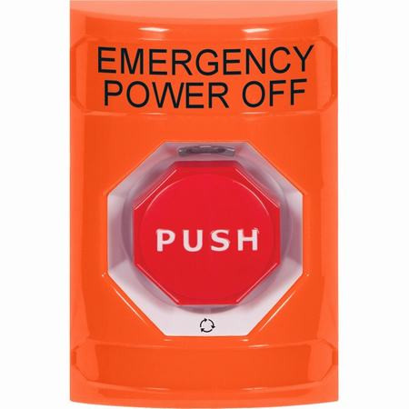 SS2509PO-EN STI Orange No Cover Turn-to-Reset (Illuminated) Stopper Station with EMERGENCY POWER OFF Label English