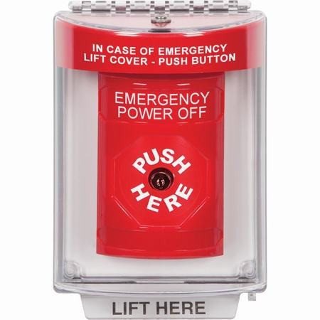 SS2030PO-EN STI Red Indoor/Outdoor Flush Key-to-Reset Stopper Station with EMERGENCY POWER OFF Label English