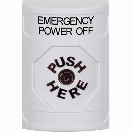 SS2300PO-EN STI White No Cover Key-to-Reset Stopper Station with EMERGENCY POWER OFF Label English