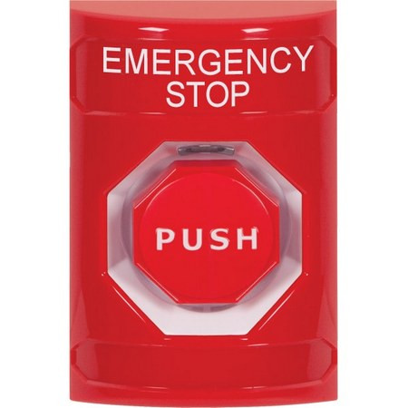 SS2002ES-EN STI Red No Cover Key-to-Reset (Illuminated) Stopper Station with EMERGENCY STOP Label English