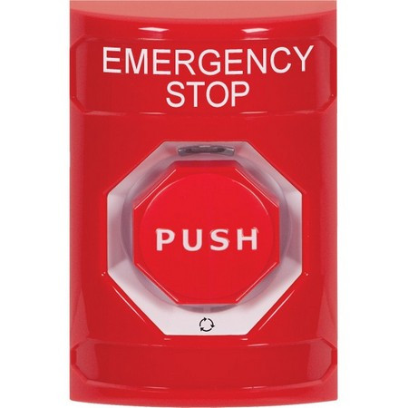 SS2009ES-EN STI Red No Cover Turn-to-Reset (Illuminated) Stopper Station with EMERGENCY STOP Label English