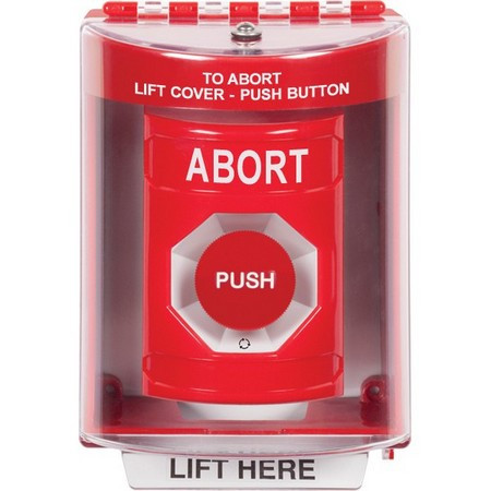 SS2081AB-EN STI Red Indoor/Outdoor Surface w/ Horn Turn-to-Reset Stopper Station with ABORT Label English