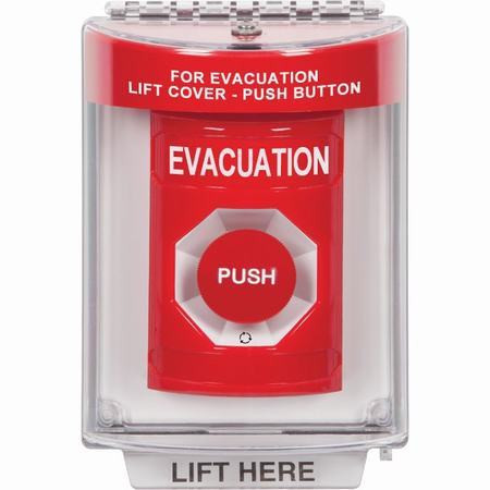 SS2031EV-EN STI Red Indoor/Outdoor Flush Turn-to-Reset Stopper Station with EVACUATION Label English