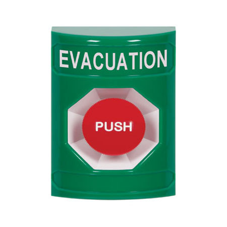 SS2104EV-EN STI Green No Cover Momentary Stopper Station with EVACUATION Label English