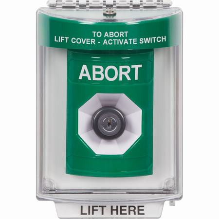 SS2133AB-EN STI Green Indoor/Outdoor Flush Key-to-Activate Stopper Station with ABORT Label English