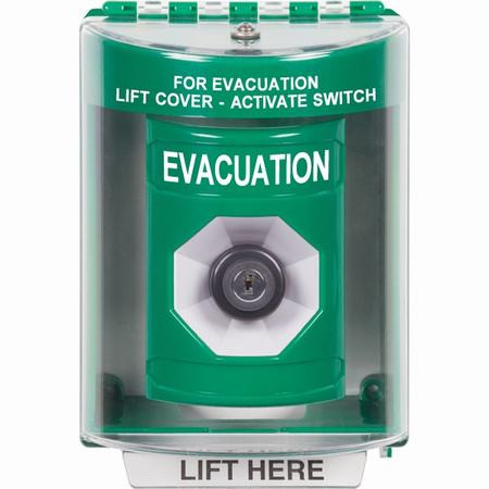 SS2173EV-EN STI Green Indoor/Outdoor Surface Key-to-Activate Stopper Station with EVACUATION Label English