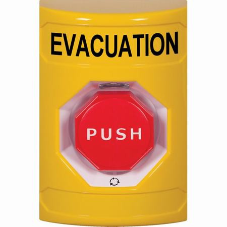 SS2209EV-EN STI Yellow No Cover Turn-to-Reset (Illuminated) Stopper Station with EVACUATION Label English
