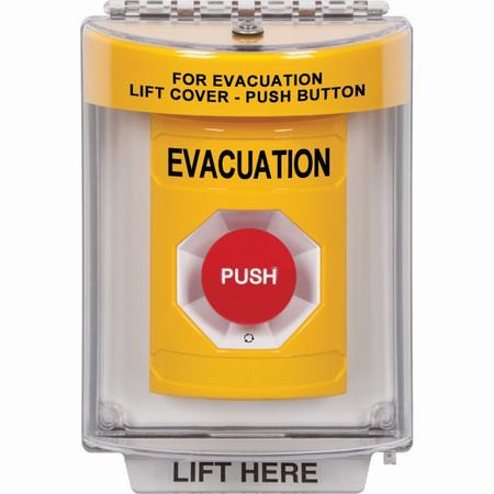 SS2231EV-EN STI Yellow Indoor/Outdoor Flush Turn-to-Reset Stopper Station with EVACUATION Label English