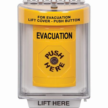 SS2240EV-EN STI Yellow Indoor/Outdoor Flush w/ Horn Key-to-Reset Stopper Station with EVACUATION Label English