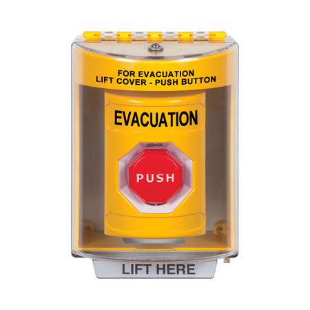 SS2282EV-EN STI Yellow Indoor/Outdoor Surface w/ Horn Key-to-Reset (Illuminated) Stopper Station with EVACUATION Label English