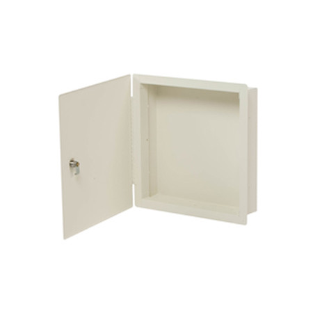 BW-314B Mier NEMA Type 1 Indoor 14.375" W x 14.375" H x 3.5" D Flush Mount Cabinet - Yoke-White - Bolt-on Door