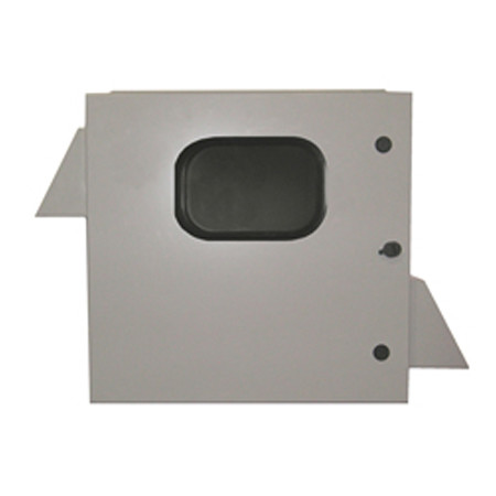 BW-1248FCW Mier NEMA Type 3R Outdoor 24" W x 24 "H x 8 "D Metal Electrical Enclosure with Thermostat and Fan - Gray - Solid Door with Window