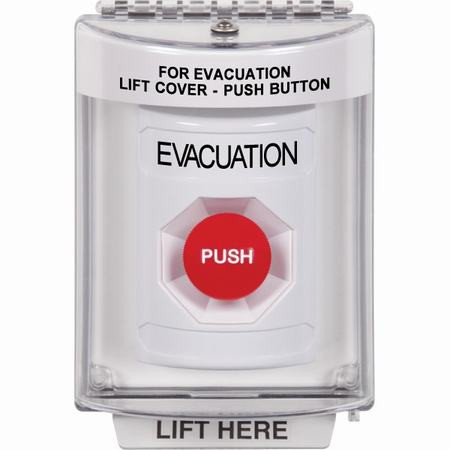 SS2344EV-EN STI White Indoor/Outdoor Flush w/ Horn Momentary Stopper Station with EVACUATION Label English