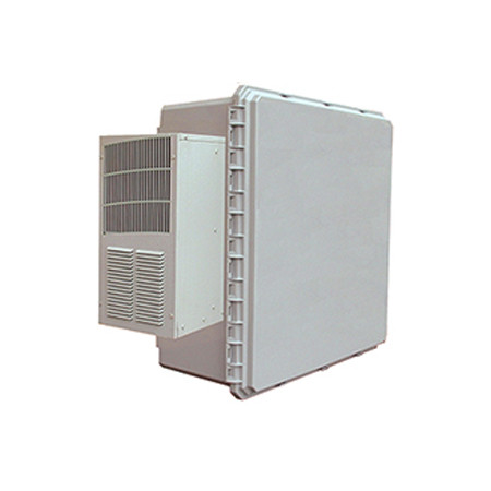 BW-242410ACHT-4X Mier NEMA Type 4X Outdoor 24" W x 24" H x 10" D Polycarbonate Electrical Enclosure with Thermostat, Heater and AC Unit - Gray - Solid Door