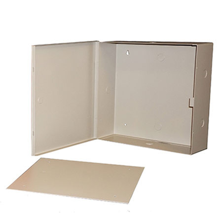 BW-310BP Mier NEMA Type 1 Indoor 12" W x 12" H x 5.5" D Metal Electrical Enclosure - Beige w/ Removable 10" W x 10" H Back-Panel