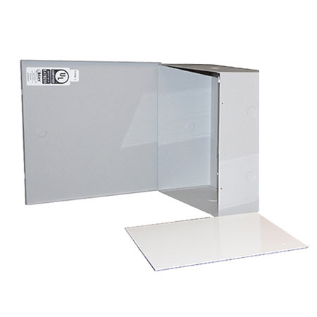 BW-310BPGUL Mier UL Listed NEMA Type 1 Indoor 12" W x 12" H x 5.5" D Metal Electrical Enclosure - Gray w/ Internal Removable 10" W x 10" H Back-Panel