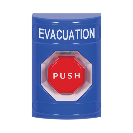 SS2402EV-EN STI Blue No Cover Key-to-Reset (Illuminated) Stopper Station with EVACUATION Label English