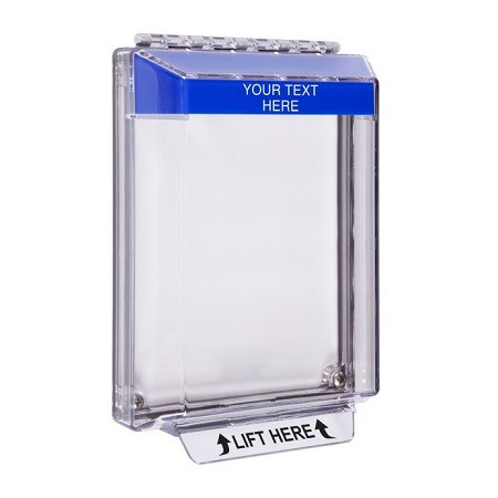 STI-14010CB STI Universal Stopper Low Profile Cover Flush Mount and Hood - Custom Label - Blue - Non-Returnable