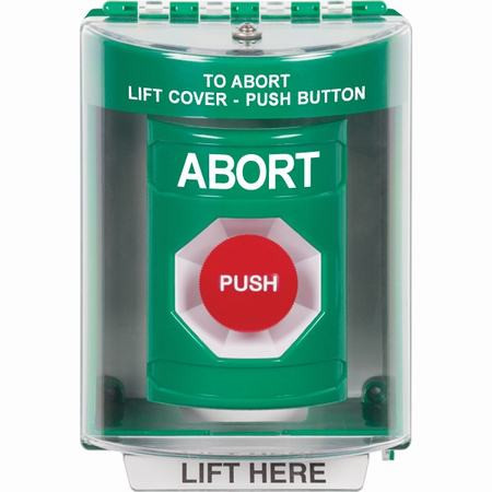 SS2174AB-EN STI Green Indoor/Outdoor Surface Momentary Stopper Station with ABORT Label English