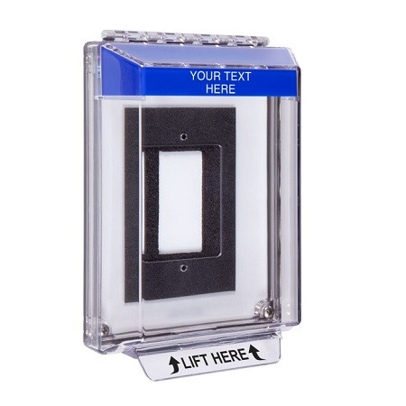 STI-14310CB STI Universal Stopper Low Profile Cover Enclosure Flush Back Box and Hood - Custom Label - Blue - Non-Returnable