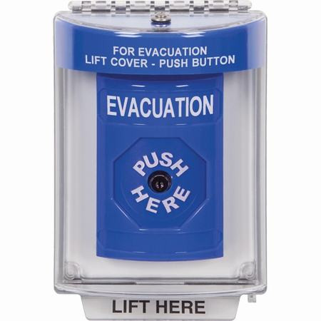 SS2440EV-EN STI Blue Indoor/Outdoor Flush w/ Horn Key-to-Reset Stopper Station with EVACUATION Label English