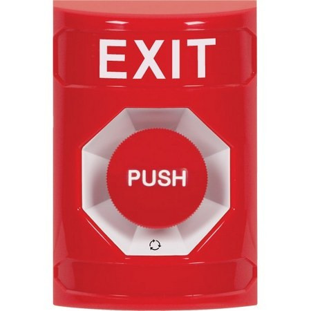 SS2001XT-EN STI Red No Cover Turn-to-Reset Stopper Station with EXIT Label English