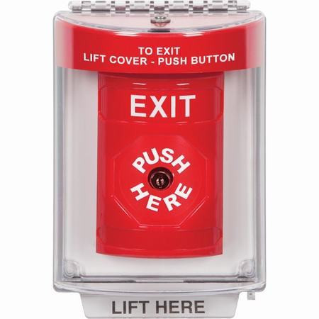 SS2030XT-EN STI Red Indoor/Outdoor Flush Key-to-Reset Stopper Station with EXIT Label English