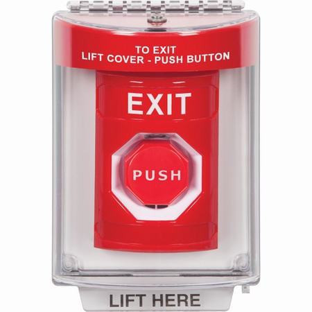 SS2035XT-EN STI Red Indoor/Outdoor Flush Momentary (Illuminated) Stopper Station with EXIT Label English