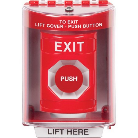 SS2074XT-EN STI Red Indoor/Outdoor Surface Momentary Stopper Station with EXIT Label English