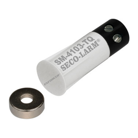 SM-4103-TQ-W Seco-Larm Rare-Earth Stubby Press-Fit Mount N.C. Magnetic Contact with Quick-Connect Terminal Block