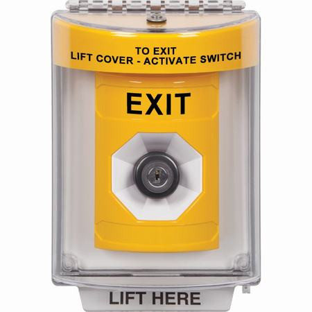 SS2243XT-EN STI Yellow Indoor/Outdoor Flush w/ Horn Key-to-Activate Stopper Station with EXIT Label English