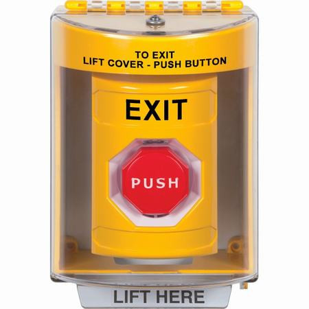 SS2282XT-EN STI Yellow Indoor/Outdoor Surface w/ Horn Key-to-Reset (Illuminated) Stopper Station with EXIT Label English