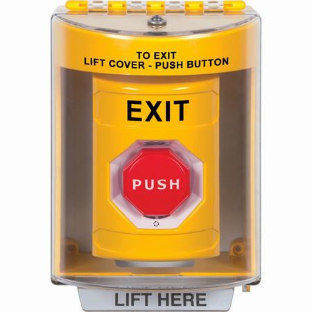SS2289XT-EN STI Yellow Indoor/Outdoor Surface w/ Horn Turn-to-Reset (Illuminated) Stopper Station with EXIT Label English