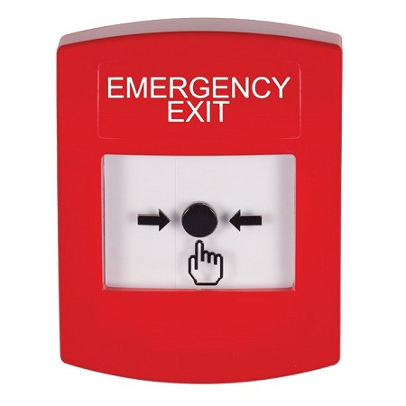 GLR001EX-EN STI Red Indoor Only No Cover Key-to-Reset Push Button with EMERGENCY EXIT Label English
