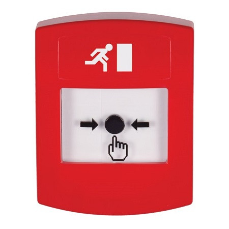 GLR001RM-EN STI Red Indoor Only No Cover Key-to-Reset Push Button with Running Man Icon English