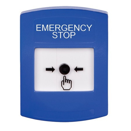GLR401ES-EN STI Blue Indoor Only No Cover Key-to-Reset Push Button with EMERGENCY STOP Label English