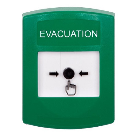 GLR101EV-EN STI Green Indoor Only No Cover Key-to-Reset Push Button with EVACUATION Label English