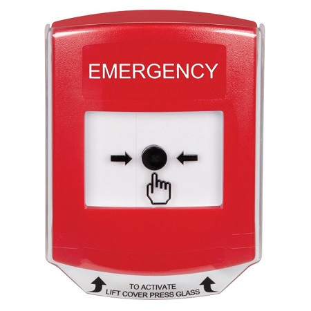 GLR021EM-EN STI Red Indoor Only Shield Key-to-Reset Push Button with EMERGENCY Label English
