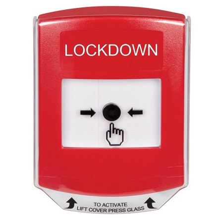 GLR021LD-EN STI Red Indoor Only Shield Key-to-Reset Push Button with LOCKDOWN Label English