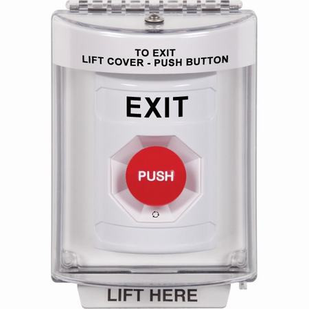 SS2331XT-EN STI White Indoor/Outdoor Flush Turn-to-Reset Stopper Station with EXIT Label English