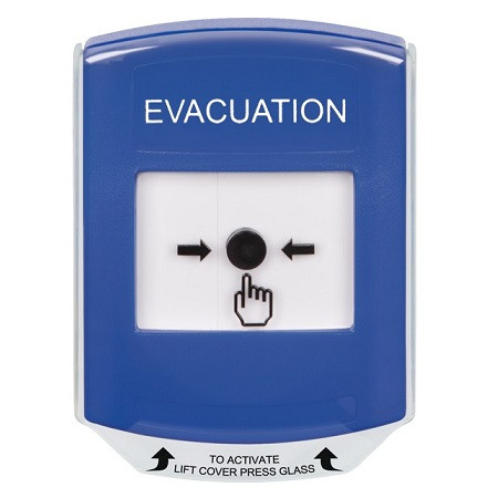 GLR421EV-EN STI Blue Indoor Only Shield Key-to-Reset Push Button with EVACUATION Label English