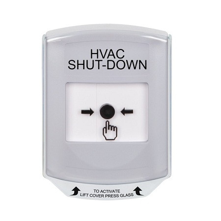 GLR3A1HV-EN STI White Indoor Only Shield w/ Sound Key-to-Reset Push Button with HVAC SHUT-DOWN Label English