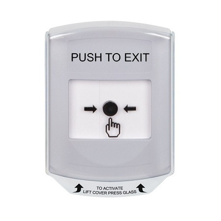 GLR3A1PX-EN STI White Indoor Only Shield w/ Sound Key-to-Reset Push Button with PUSH TO EXIT Label English