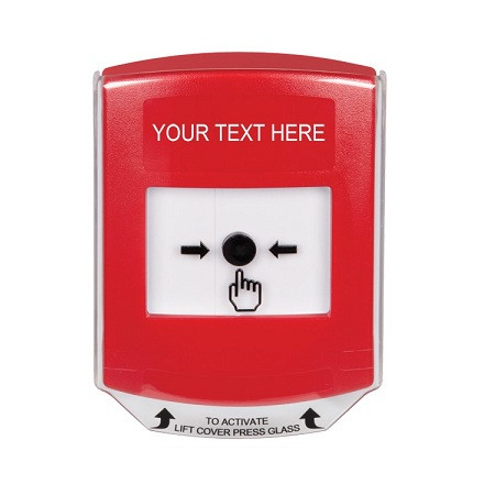 GLR0A1ZA-EN STI Red Indoor Only Shield w/ Sound Key-to-Reset Push Button with Non-Returnable Custom Text Label English