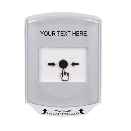 GLR3A1ZA-EN STI White Indoor Only Shield w/ Sound Key-to-Reset Push Button with Non-Returnable Custom Text Label English