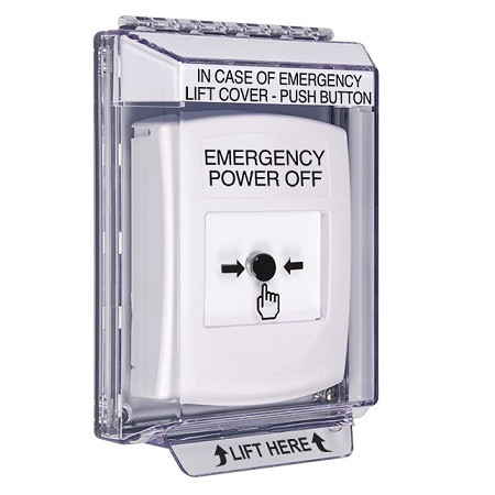 GLR341PO-EN STI White Indoor/Outdoor Low Profile Flush Mount w/ Sound Key-to-Reset Push Button with EMERGENCY POWER OFF Label English