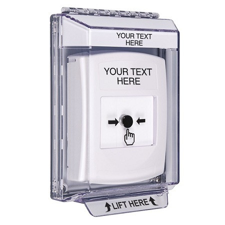 GLR341ZA-EN STI White Indoor/Outdoor Low Profile Flush Mount w/ Sound Key-to-Reset Push Button with Non-Returnable Custom Text Label English