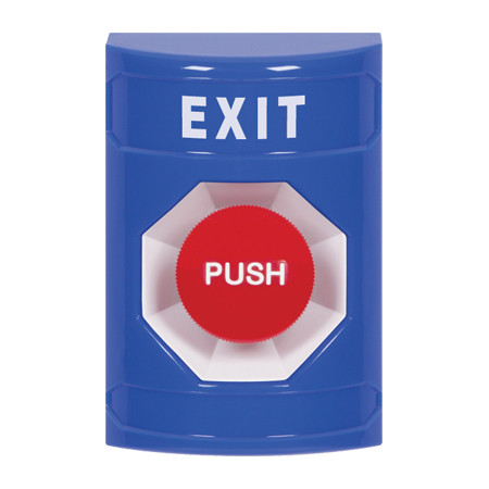 SS2404XT-EN STI Blue No Cover Momentary Stopper Station with EXIT Label English