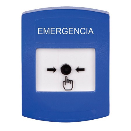GLR401EM-ES STI Blue Indoor Only No Cover Key-to-Reset Push Button with EMERGENCY Label Spanish