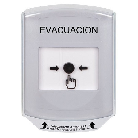 GLR321EV-ES STI White Indoor Only Shield Key-to-Reset Push Button with EVACUATION Label Spanish